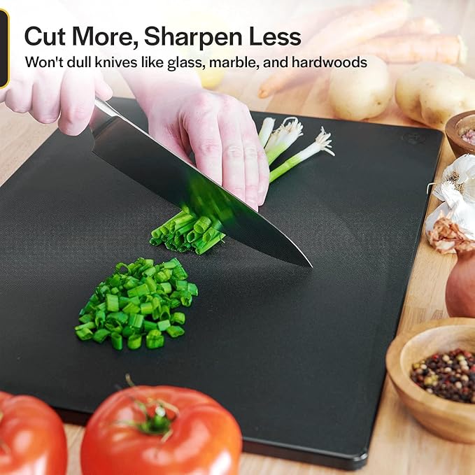 Thirteen Chefs Large 18 x 12 Black Plastic Cutting Board - 1/2" Thick HDPE for Restaurants and Professional Kitchens, NSF