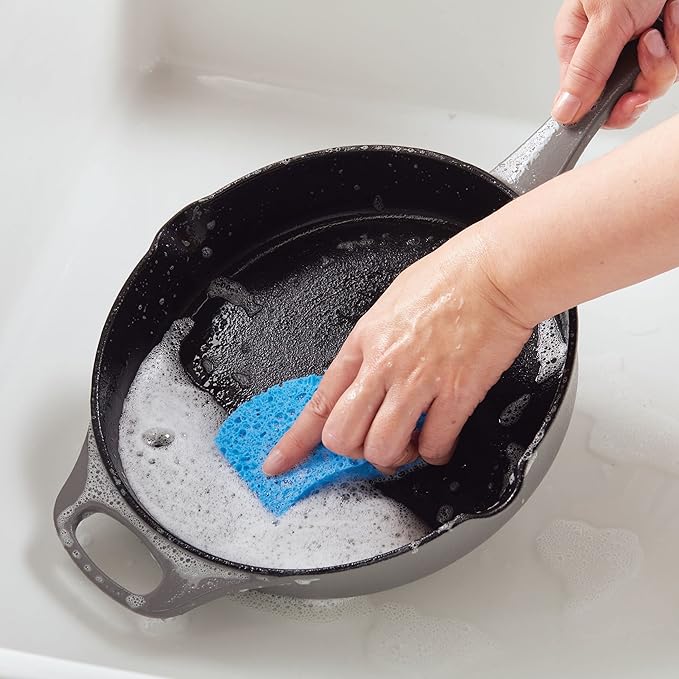 Rachael Ray NITRO Cast Iron Frying Pan/Skillet with Helper Handle and Pour Spouts, 10 Inch, Gray
