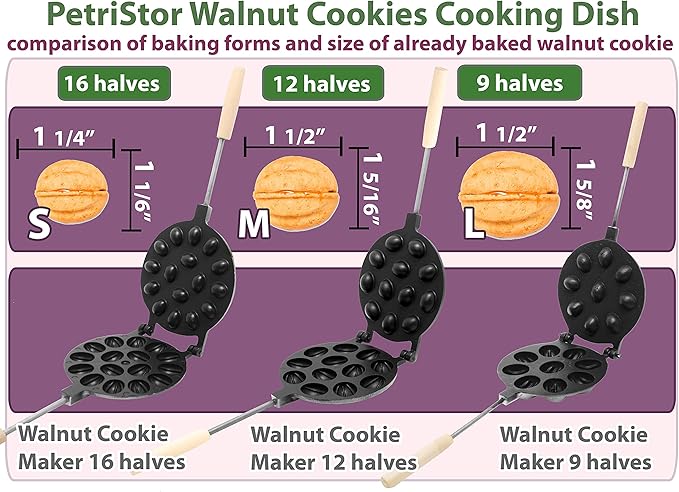 Walnut Cookie Mold Maker 12 non-stick - Oreshki Mold Maker - Walnut Cookie Molds - Орешница Russian - Oreshki Maker - Walnut Cookie Maker Oreshek - Nutty Maker - Oreshnitsa Nut Cookies Maker