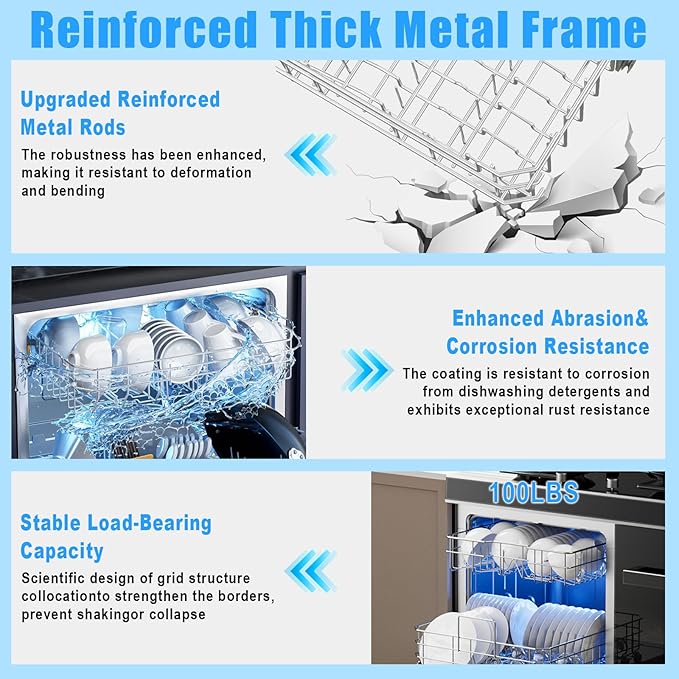 UPGRADED WD28X30219 Dishwasher Upper Rack-SS304 Compatible with General Electric GE Hotpoint Dishwasher Replacement Parts WD28X24397 WD28X23156 WD28X24421 WD28X25190 WD28X26104 Upper Dishrack Assembly