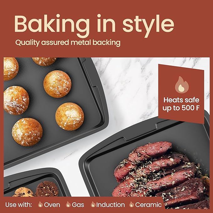 Gray 10-Piece Bakeware Sets, Nonstick Carbon Steel Baking Sheet & Pans, Stackable Space-Saving Bakeware, Dishwasher Safe, Stain-resistant, PFOAPFOSPTFE Free, Oven Safe Up To 450°F (230°C)