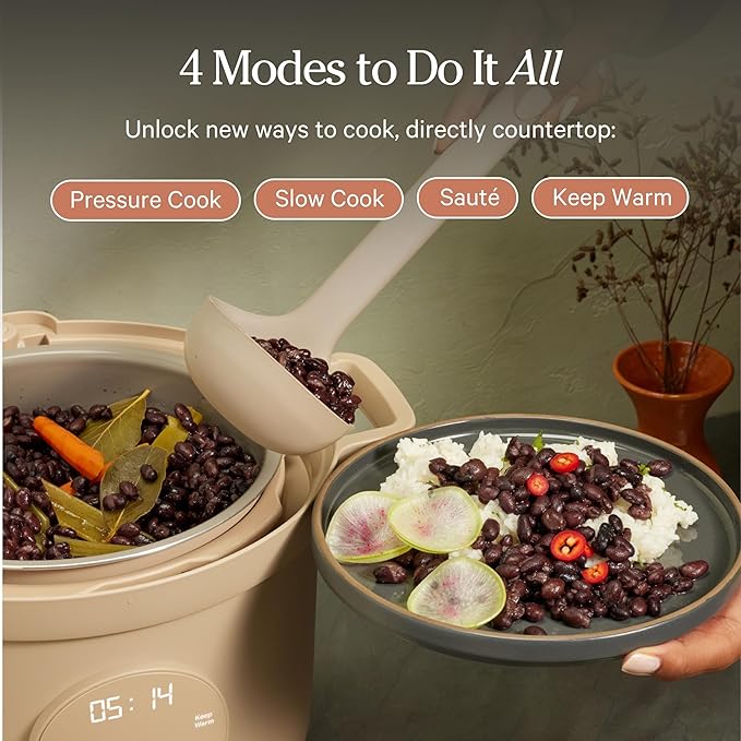 Our Place Dream Cooker | 6 Qt Ceramic Nonstick Multicooker & Pressure Cooker with Touchscreen Controls & Auto Steam Release | 4 Modes: Pressure Cook, Sauté/Sear, Slow Cook & Warm | Char