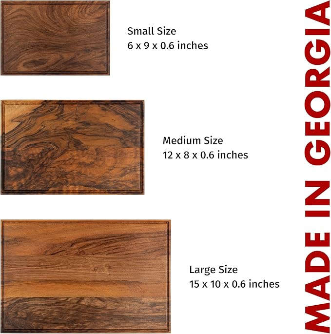 Walnut Wood Cutting Boards Set – Non Toxic, Solid Wood Cutting Board with Juice Groove - Wooden Charcuterie Boards for Serving Food - Wooden Chopping Board Set – Premium Dark Hardwood – Wedding Gifts