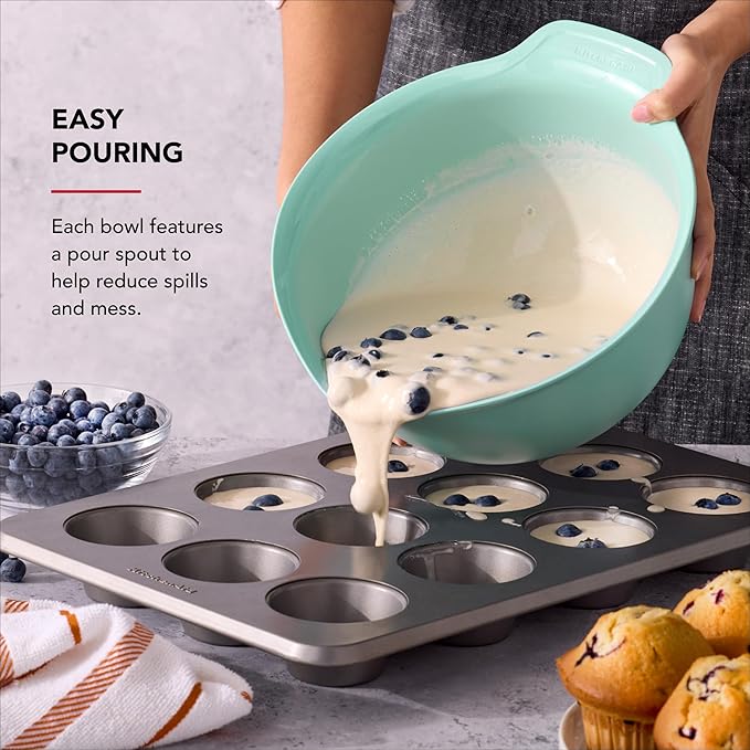 KitchenAid Universal Nesting Plastic Mixing Bowls, Set of 3, Spearmint