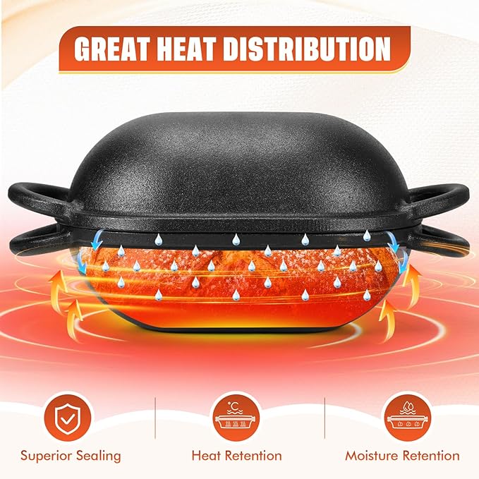 Maxdot 4qt Dutch Oven with Lid Enameled Cast Iron Sourdough Bread Pan for Baking Non Stick Single with Loop Handles for Family Homemade Breadbaking(Black)