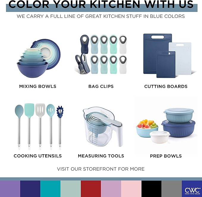 COOK WITH COLOR Kitchen Gadget Set Copper Plated Stainless Steel Utensils with Soft Touch Handles, Copper Navy, 7 Pieces
