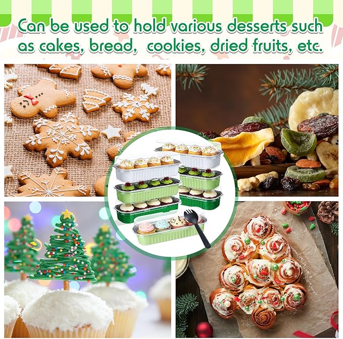 540 Pcs St. Patrick's Day Mini Loaf Pans with Lids and Spoons 6.8 oz Rectangular Aluminum Foil Baking Pans Mini Cake Tins for Bread Desserts