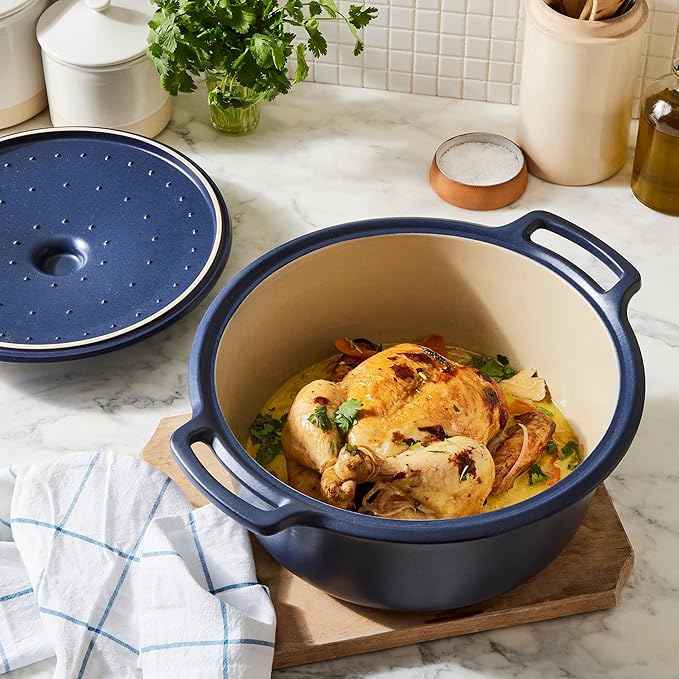 Emile Henry Made in France SUBLIME Ceramic 6 qt. Round Dutch Oven, Indigo