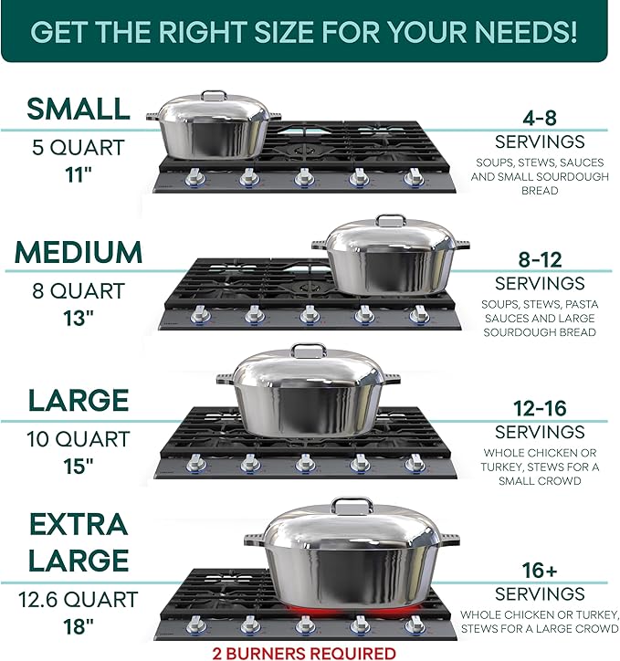 Cast Aluminum Oval Dutch Oven with Lid — 8 QT Heavy Duty Roaster Pan with Rack & Silicone Cover Dual Handles — Cajun Cookware for Roasting, Baking, Cooking (13" Medium)