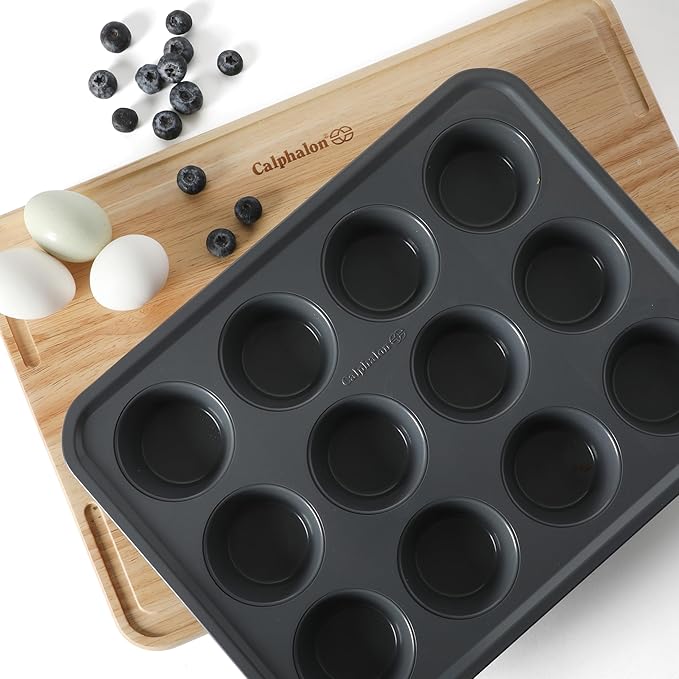 Calphalon Legacy 12 Cup PFA Free Nonstick Cupcake Muffin Pan - Blue