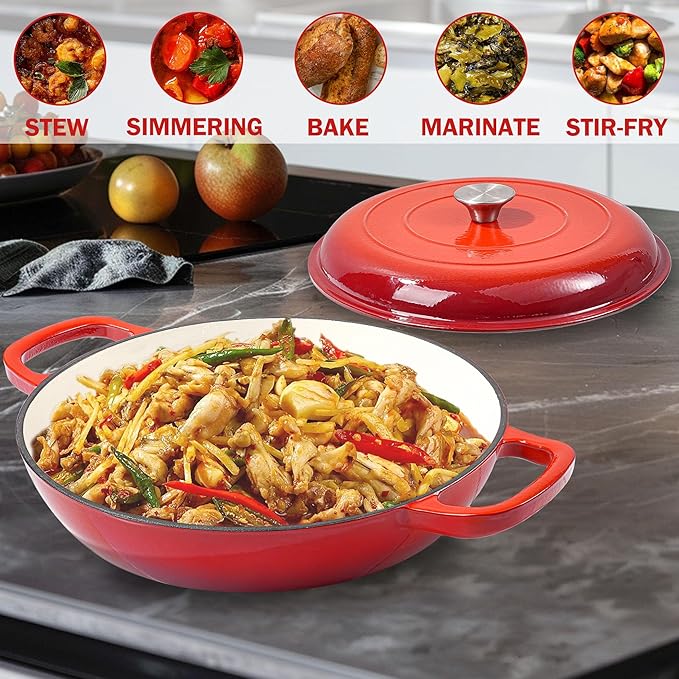 Vivicreate 3.5 Quart Enamel Cast Iron Dutch Oven Pot with Lid – Enameled Cookware for Baking, Roasting, and Braising – Durable Cast Iron Pot for Stove Top and Oven Use