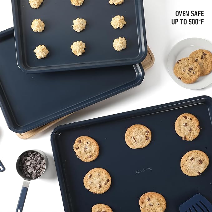 Calphalon Legacy 3 Piece 18 ", 15" and 13" PFA Free Nonstick Cookie Sheet - Navy Blue