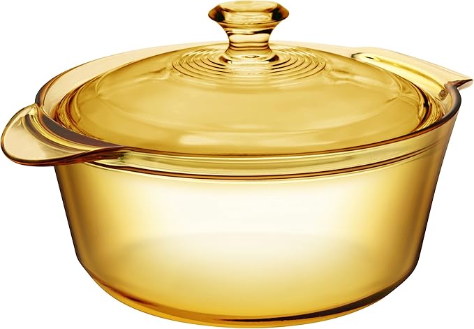 Visions 2.8 Litre Pyroceram Flair Cookpot with Glass Cover, Brown