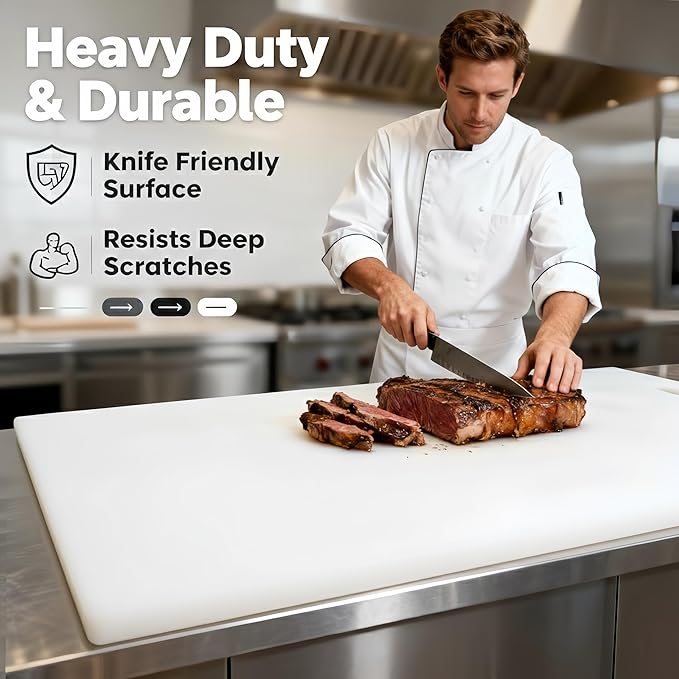 Commercial Cutting Board, Plastic Poly Kitchen Board Dishwasher Safe, Heavy Duty Food Prep Surface for Restaurant Use (48.82 x 24.41 x 0.57 inch)