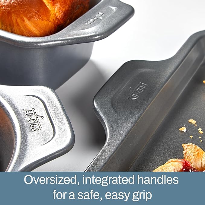 All-Clad Pro-Release Nonstick Square Baking Pan 8x8 Inch Oven Safe 450F Half Sheet, Cookie Sheet, Muffin Pan, Cooling & Baking Rack, Round Cake Pan, Loaf Pan, Baking Pan Grey