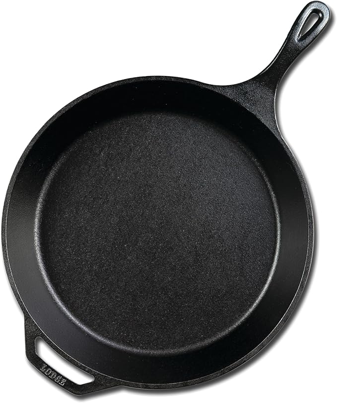 Lodge Seasoned Cast Iron Skillet - Frying Pan for the Stove, Grill or Campfire - Cooks Evenly - Features Easy-Grip Teardrop Handle - Non-Toxic, Nonstick & Long-Lasting - 15 Inches