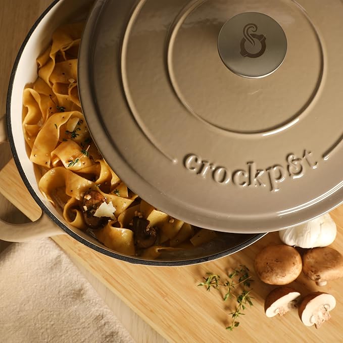 Crock Pot Artisan 7-Quart Round Cast Iron Dutch Oven Pot With Lid - Gradient Taupe