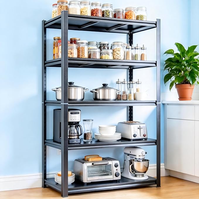 Kitchen Shelves Pantry Organizers and Storage, Adjustable Metal Shelving Unit, Kitchen Essentials Microwave Stand, Corner Shelf, Home Organization (39.4" W × 15.7" D × 71.2" H, 5)