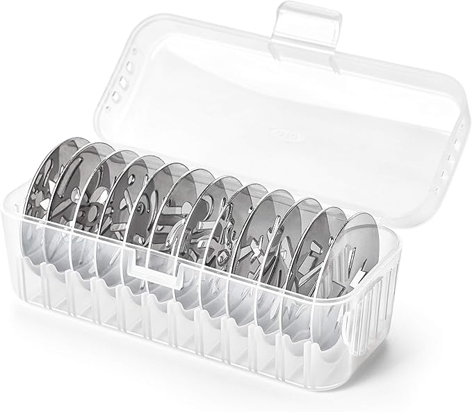 OXO Good Grips 14-Piece Cookie Press Set,Cookie Press with 12 Stainless Steel Disks and Storage Case,Holiday Baking and Everyday Treats,Essential Baking Supplies,(Pack of 2)