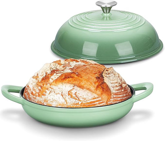 Bread Dutch Oven for Sourdough Baking (5.5 QT), Joyfair Enameled Cast Iron Dutch Oven Pot with Lid, Sourdough Bread Pan with Dual Handles, Non-Stick & Even Heat, Oven-safe up to 500°F, Pistachio Green