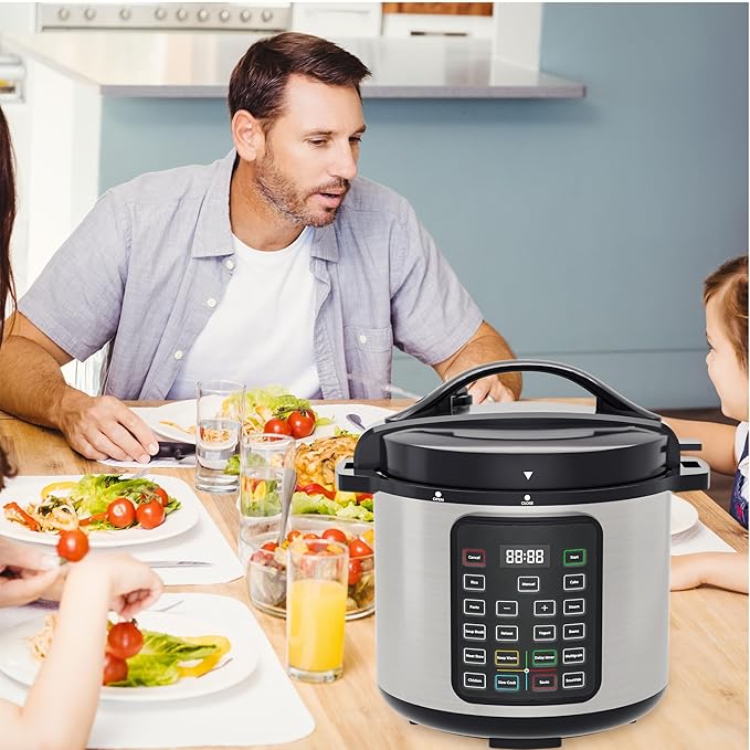 NEWBULIG 8 Quart Electric Pressure Cooker, Stainless Steel Multi Cooker Pressure, 12-in-1 Slow Cooker for Rice, Meat Stew, Porridge, Multigrain, Steam, Yogurt Maker