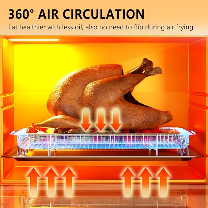 Air Fryer Basket for Oven, OPENICE 15.3" x 11.0" Large Air Fryer Tray and Pan with 30PCS Parchment Papers, Stainless Steel Oven Air Fryer Basket and Tray for Baking Grilling