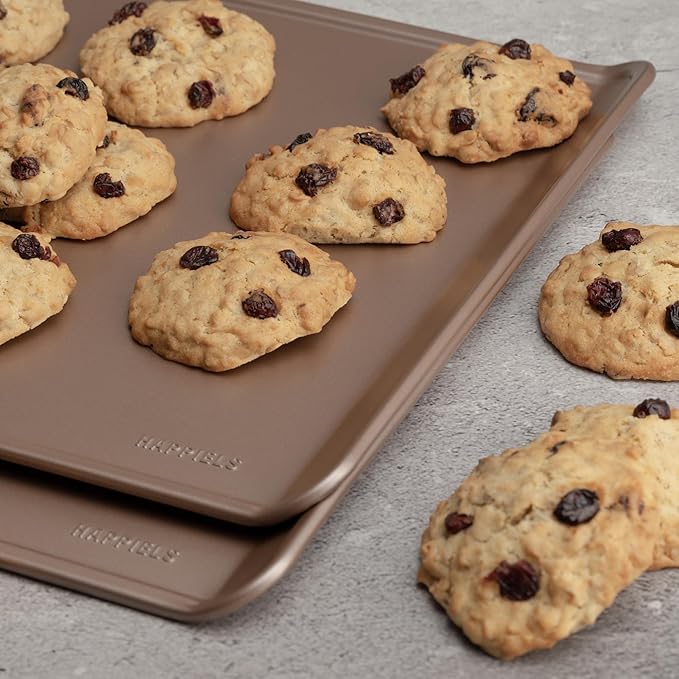 HAPPIELS 17 x 13 in Cookie Sheet Rimless 2-Pack Nonstick Non-Toxic | Premium Extra Thick Sheet Pan | Warp Resistant Large Cookie Sheet