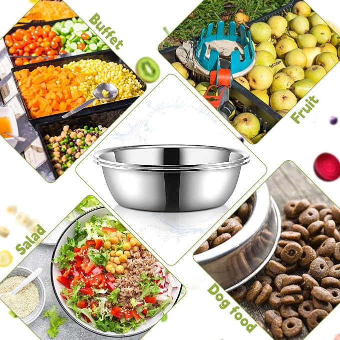Yungyan 2 Pieces Large Mixing Bowl Stainless Steel Oversized All Purpose Steel Bowl Metal Bowl for Serving Baking Marinating for Home Cooking or Commercial(14.46 Quarts)