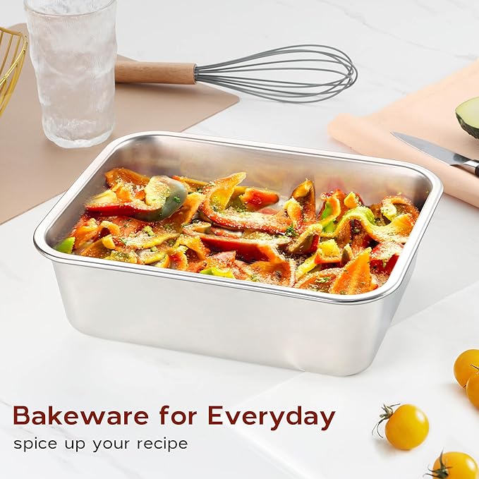 Lasagna Pan Deep, Onader 10⅝ x 8¼ Inch Rectangle Stainless Steel Lasagna Baking Dish, Metal Baking Cake Pan, Oven & Dishwasher Safe