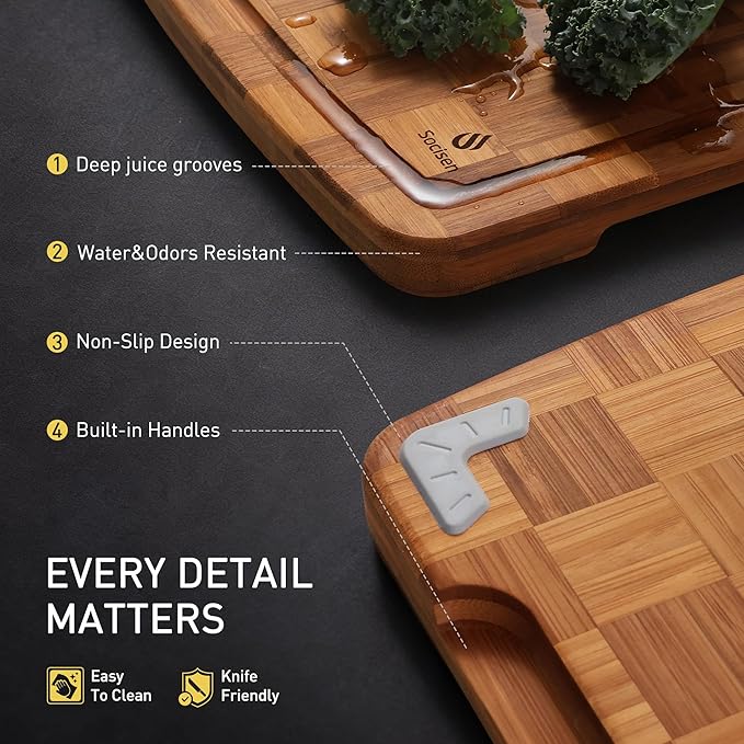 Extra Large Bamboo Cutting Board Non Slip Over Sink Kitchen Wooden Cutting Board 2025 First Apartment Essentials New Home Must Haves Accessories House Warming Decor Housewarming Hostess Host Gifts