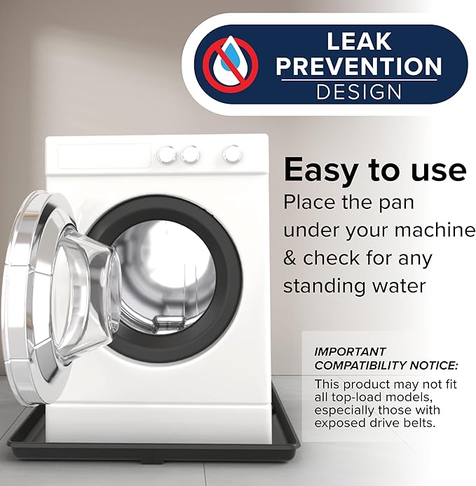 Camco Washing Machine Drain Pan - Features a Durable Plastic Construction, 1-inch/1.5-inch PVC Drain Fitting, and Measures 30-inches (L) x 32-inches (W) x 2 ½-inches (H) (OD) (20750)