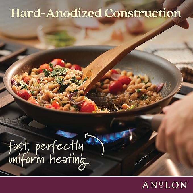 Anolon Advanced Home Hard-Anodized Nonstick Skillets (12-Inch with Lid, Bronze)