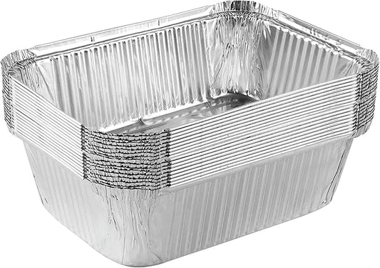 PLASTICPRO Disposable 5 LB Aluminum Takeout Tin Foil Baking Pans 7'' X 10'' X 3'' Inch Bakeware - Cookware Perfect for Baking Cakes,Brownies,Bread, Meatloaf, Lasagna, Pack of 10