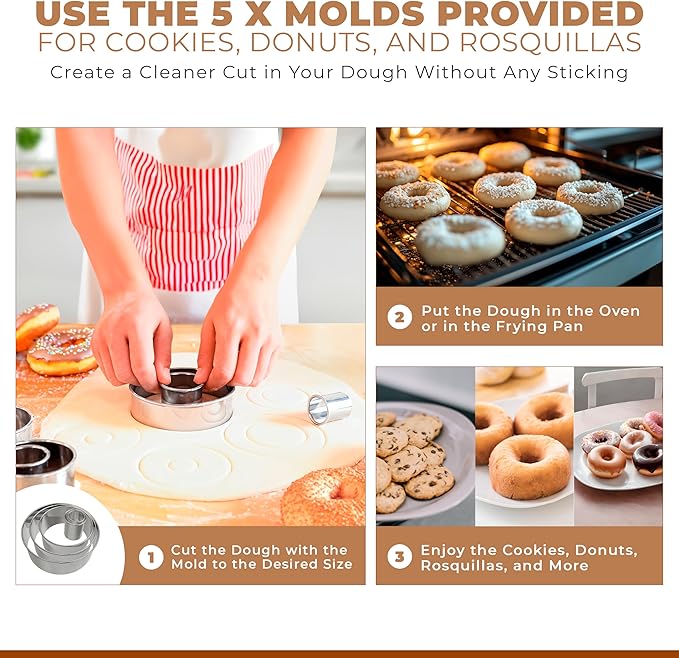 Churro Maker Machine & Spritz Cookie Press Gun Kit – 304 Stainless Steel, Easy to Clean & Large Capacity – Make Authentic Churros & Cookies at Home – Ideal Baking Tool for Families, Chefs & Beginners