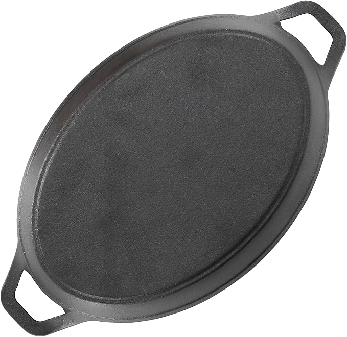 Megachef Cast Iron Mini Oval Pan/Saute Pan with Wood Tray, Cookware, Bakeware, Serveware (1 Piece)