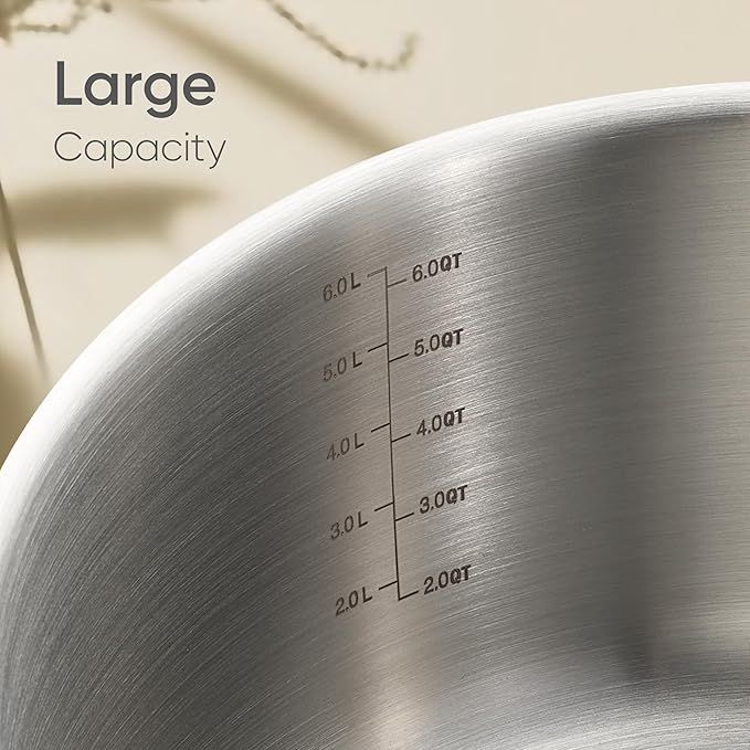 CAROTE 8QT Full Clad Tri Ply Stainless Steel Stock Pot with Lid, Kitchen Stockpot Soup Pot, Outer Ceramic Layer, Even Heating, All Stoves Compatible, Oven & Dishwasher Safe, Stay Cool Handle, Blue
