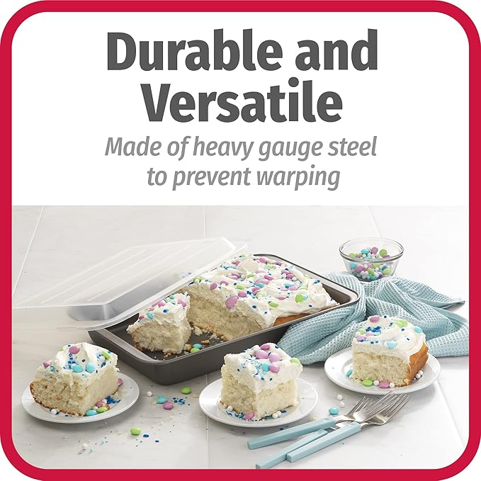 GoodCook Set of 2 Nonstick Steel 13" x 9" Cake Baking Pans with Covers,Gray,(Pack of 6)