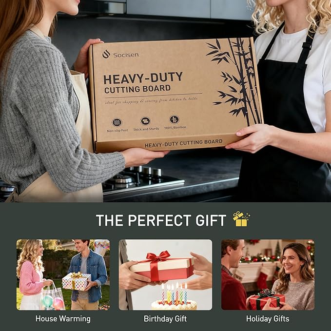 Heavy Duty Bamboo Cutting Board Non Slip Heavy Duty Over Sink Wooden Wood Cutting Board for Kitchen Chopping Board Extra Large Big Small Best House Warming Gift