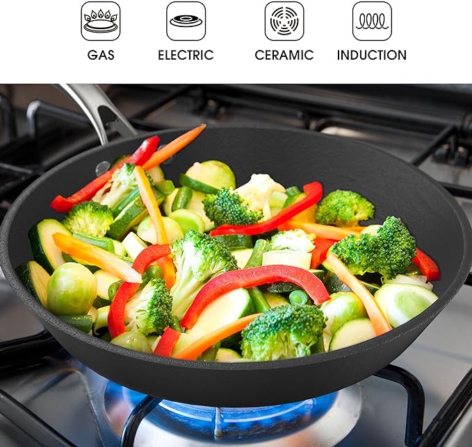 imarku 3 Pcs Non Stick Frying Pans Set - 8&10&12 inch with Cool Stainless Steel Handle, Disherwasher Safe, Oven Safe, Suitable for Professional Chefs Or Beginners