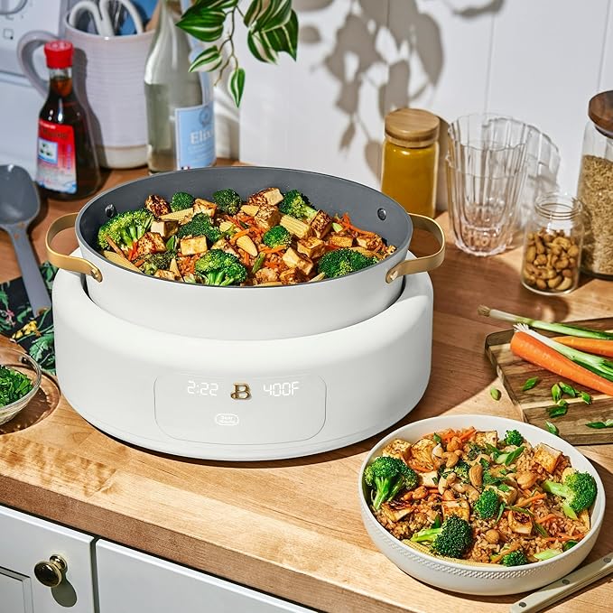 IT'S BRAZILIAN Beautiful 10 in 1, 6 Qt Electric Multi-Cooker, White Icing by Drew Barrymore