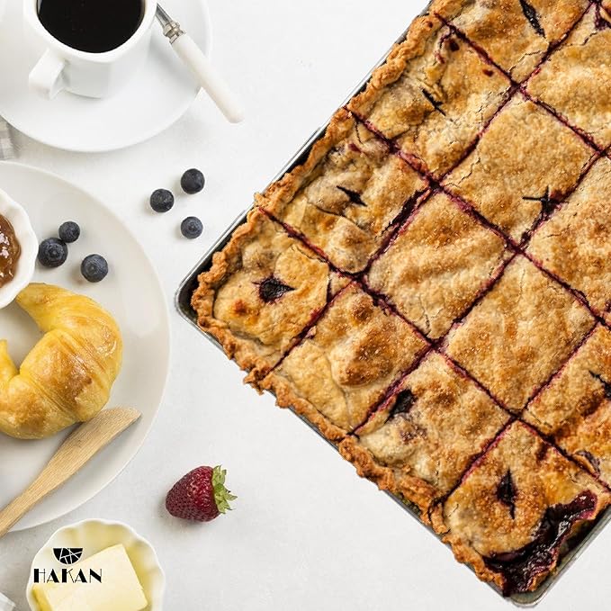 Hakan Aluminum Half Sheet Baking Pan 14x18-inch, 2.2lbs Weight, Thick Rust-Free Bakeware, Wrap Resistant Food Grade Aluminum Baking Tray, Cookie Sheet Oven Tray, Heavy-Duty Baklava Tray, Silver