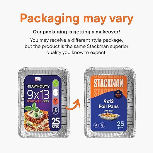 Aluminum Pans 9x13 Disposable Aluminum Foil Pans with Lids [25-Sets] Large Baking Pan Trays - Heavy Duty Tin Tray & Lid - Half Size Chafing Dishes for Roasting, Cooking, Heating or Steam