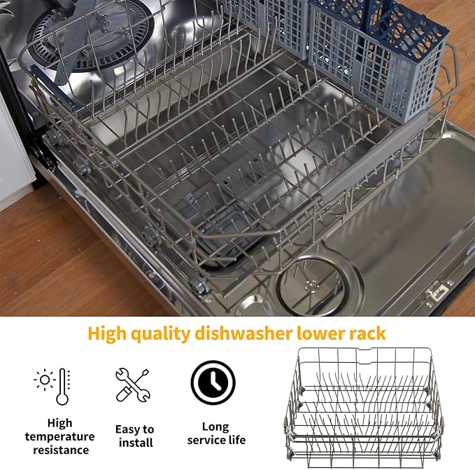 Allstare DD82-01384A Dishwasher Lower Rack Replacement Parts for Samsung Dishwasher Parts 22.4" x 20.5" DW80M2020US DW80R2031US DW80R2031UG DW80N3030UW Samsung Dishwasher Lower Dishrack Bottom Rack