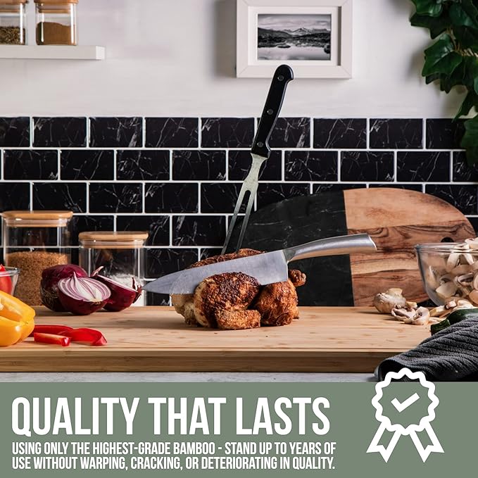 Gigantic Extra Large Cutting Board for Kitchens 36 X 24 - Heavy Duty Bamboo Chopping Boards for Meat, Veg & Charcuterie - Large Wooden Stove Top & Countertop (36" x 24")