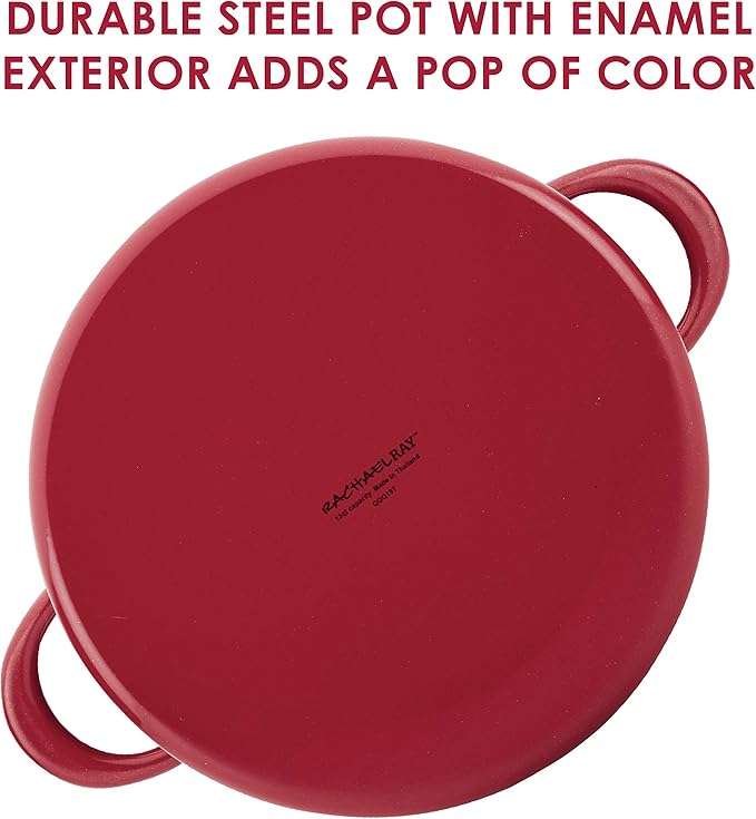 Rachael Ray Create Delicious Stock Pot/Stockpot with Lid - 12 Quart, Red