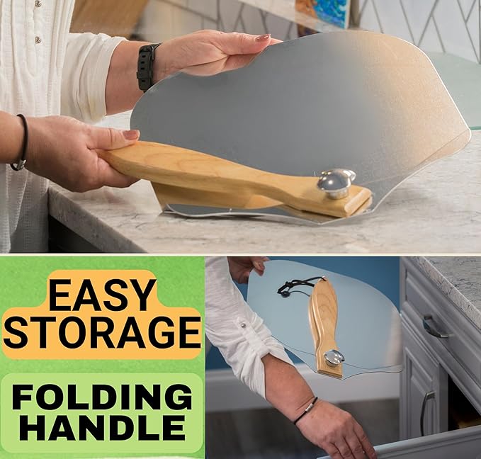 Round Pizza Stone for Oven 16 inch - Large Pizza Stone for Grill with Handles, Metal Pizza Peel & Steel Dough Cutter Tool - Baking Stone for Bread - Oven Stones - Pizza Making Set