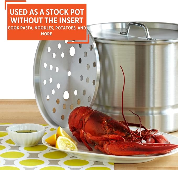 IMUSA Aluminum Steamer Dual Piece Set, 28Qt and 10Qt, Silver