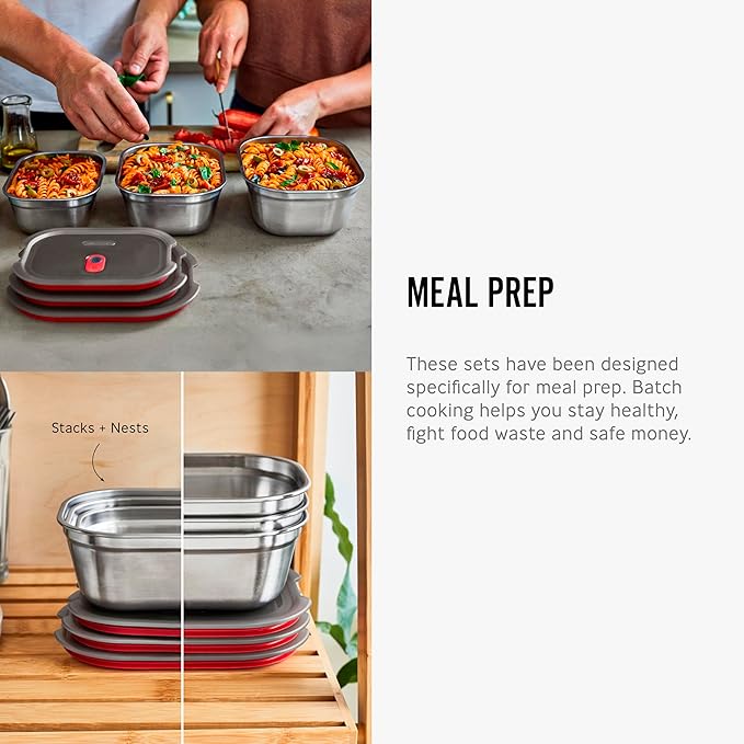 BLACK + BLUM Lunch Bowl Mixed Set - Reusable Meal Prep Containers for Picnic & Camping - Microwavable Stainless Steel Lunch Dinner Food Storage Box - Leak Proof Lid - Dishwasher Oven Safe - 20/30/40oz