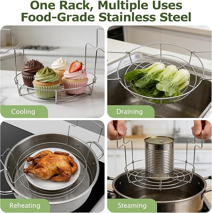 STHF Steam Tray for Reheating Food, Stove Top Steamer & Reheating Pan with Removable Steaming Rack, Multi-Purpose Stainless Steel Steamer Pot for Veggies, Rice, Leftovers - Dishwasher Safe