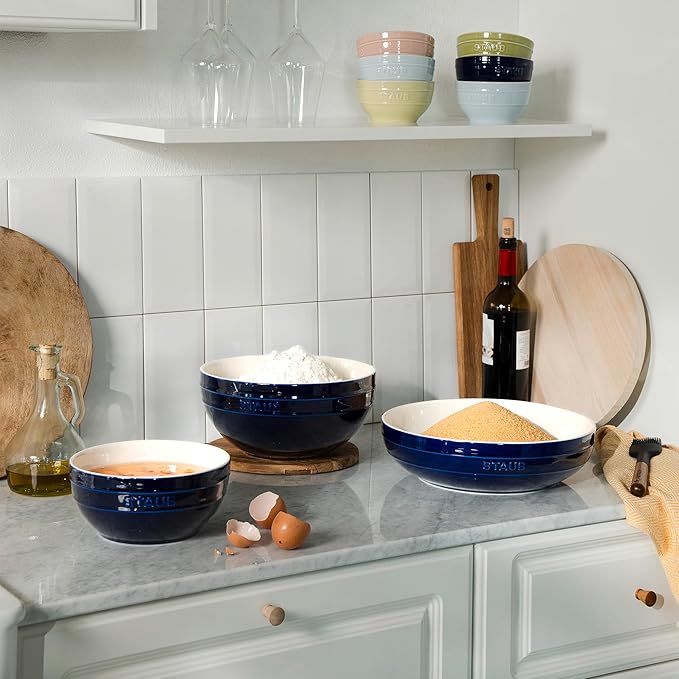 STAUB Ceramic 2-pc Nested Mixing Bowl Set - Dark Blue